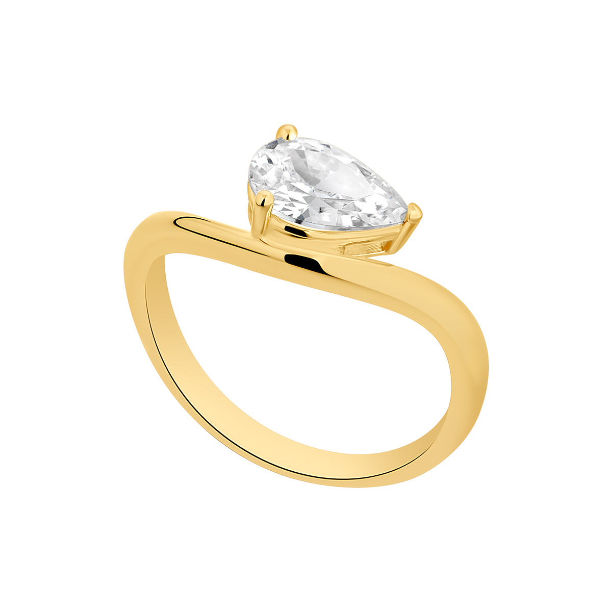 Gold Pear-Cut Twist Ring