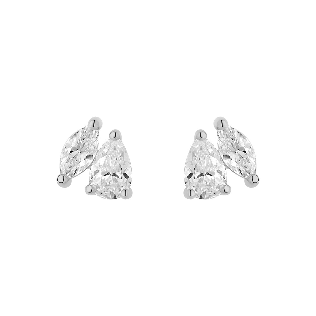 Silver Pear Marquise Duo Stud