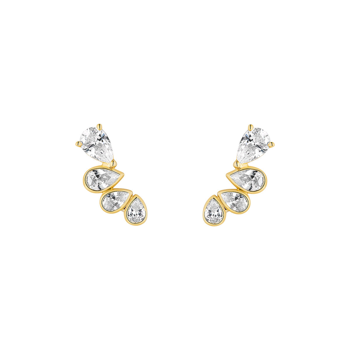 Gold Graduated Pear-Cut Studs