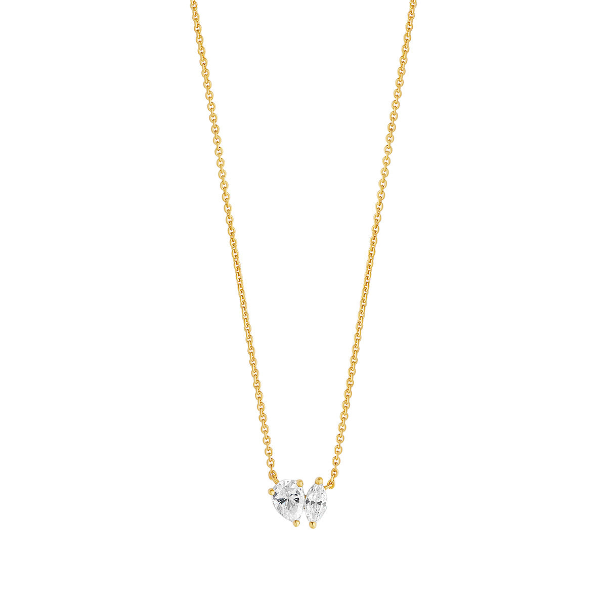 Gold Pear & Marquise Duo Necklace
