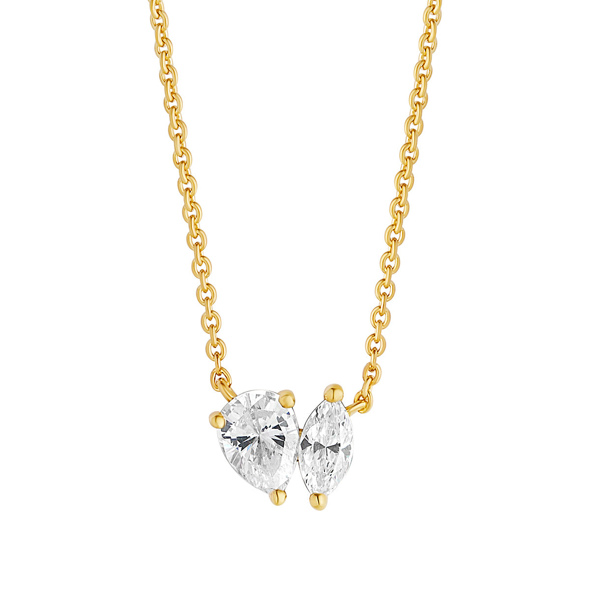 Gold Pear & Marquise Duo Necklace