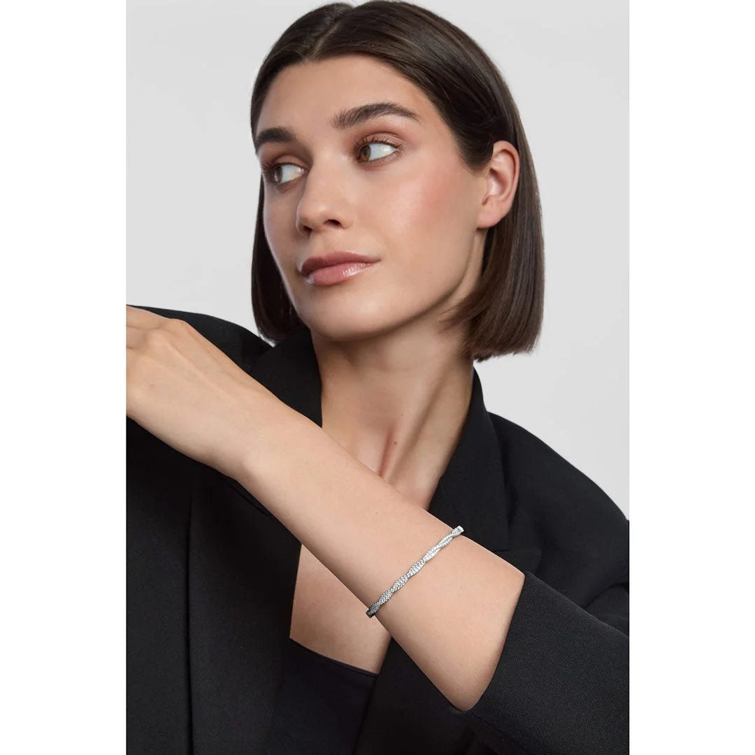 Silver Cz Twisted Bangle