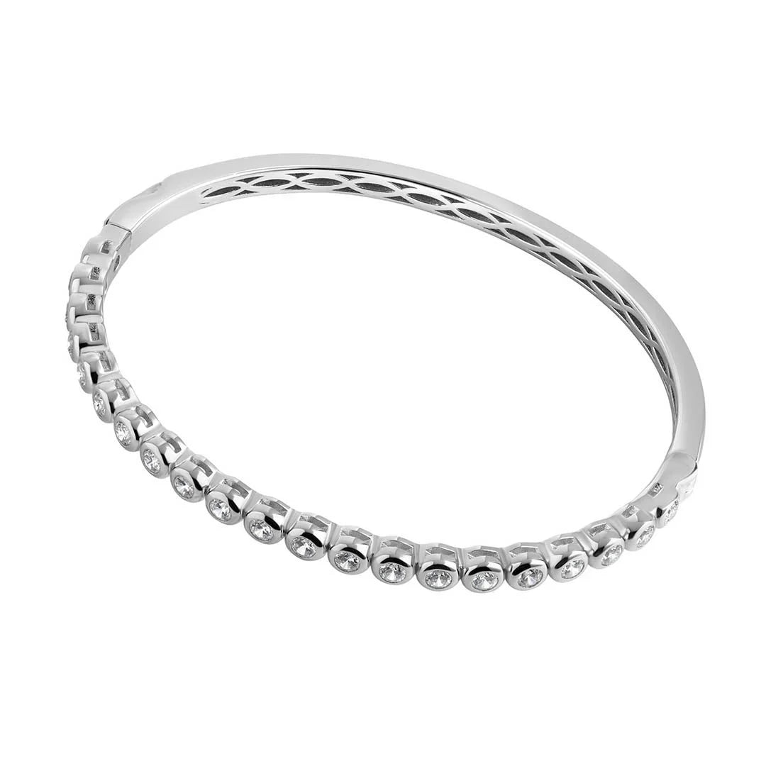 Silver Cz Rubover Bangle