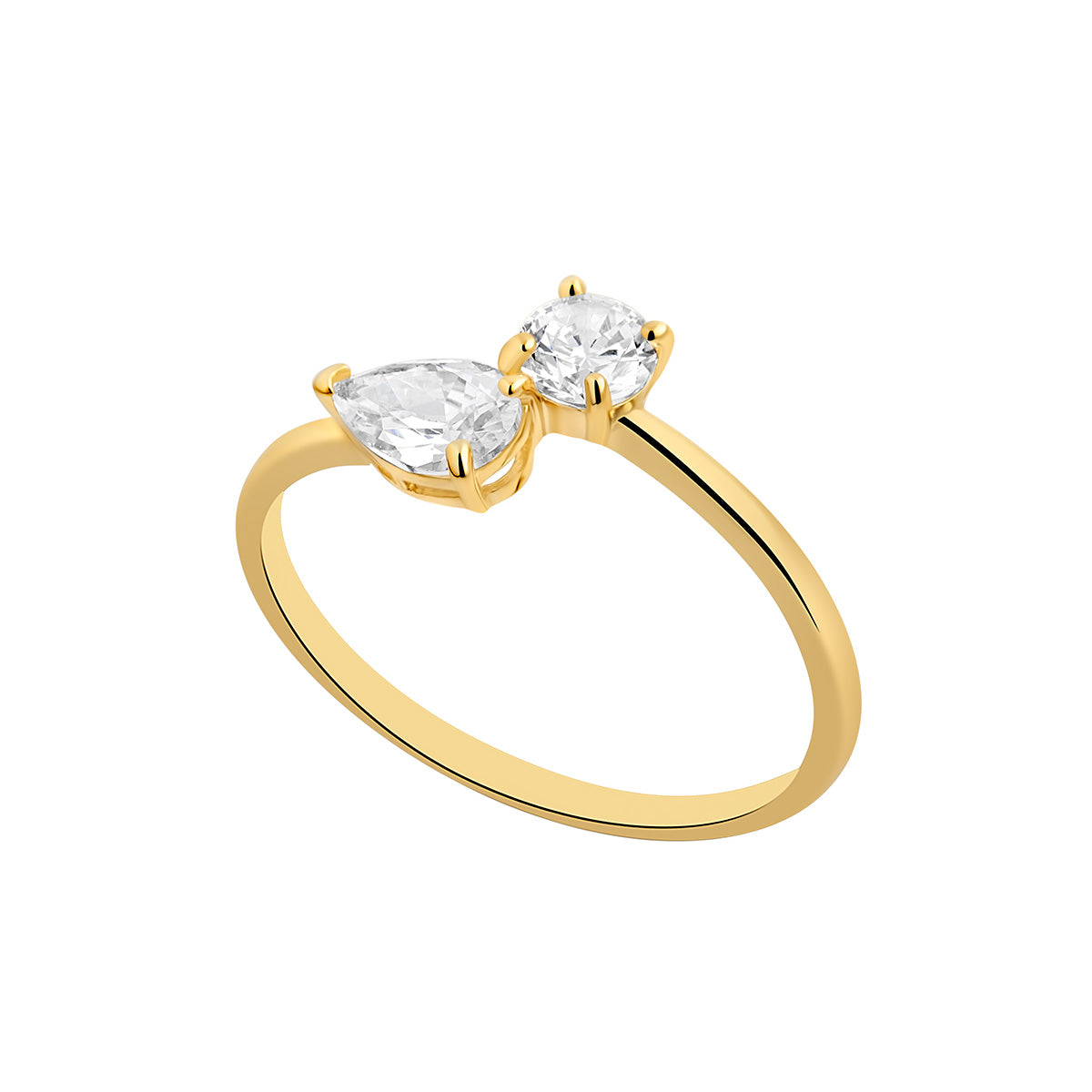 9ct Gold Pear and Round Toi et Moi Ring