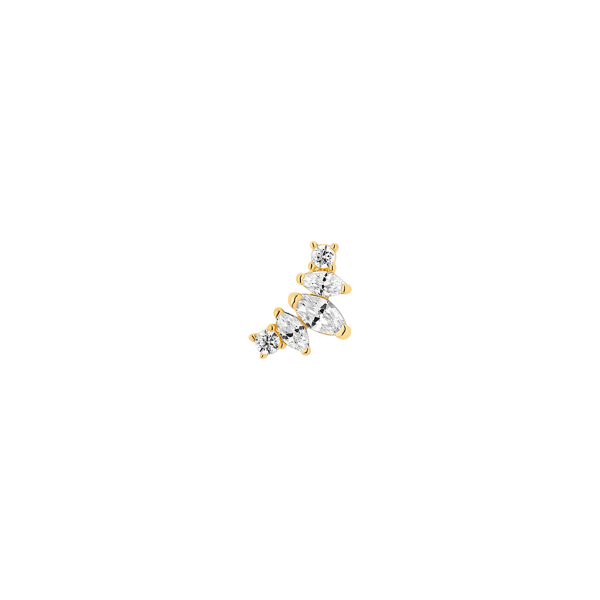 9ct Gold Curved Crystal Flatback