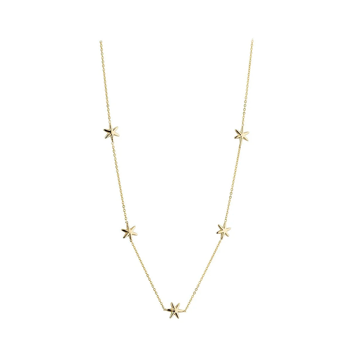 9ct Gold Five Star Necklace