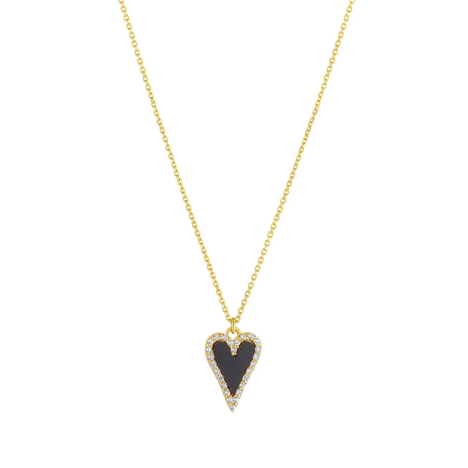 9ct Gold Black Heart Necklace