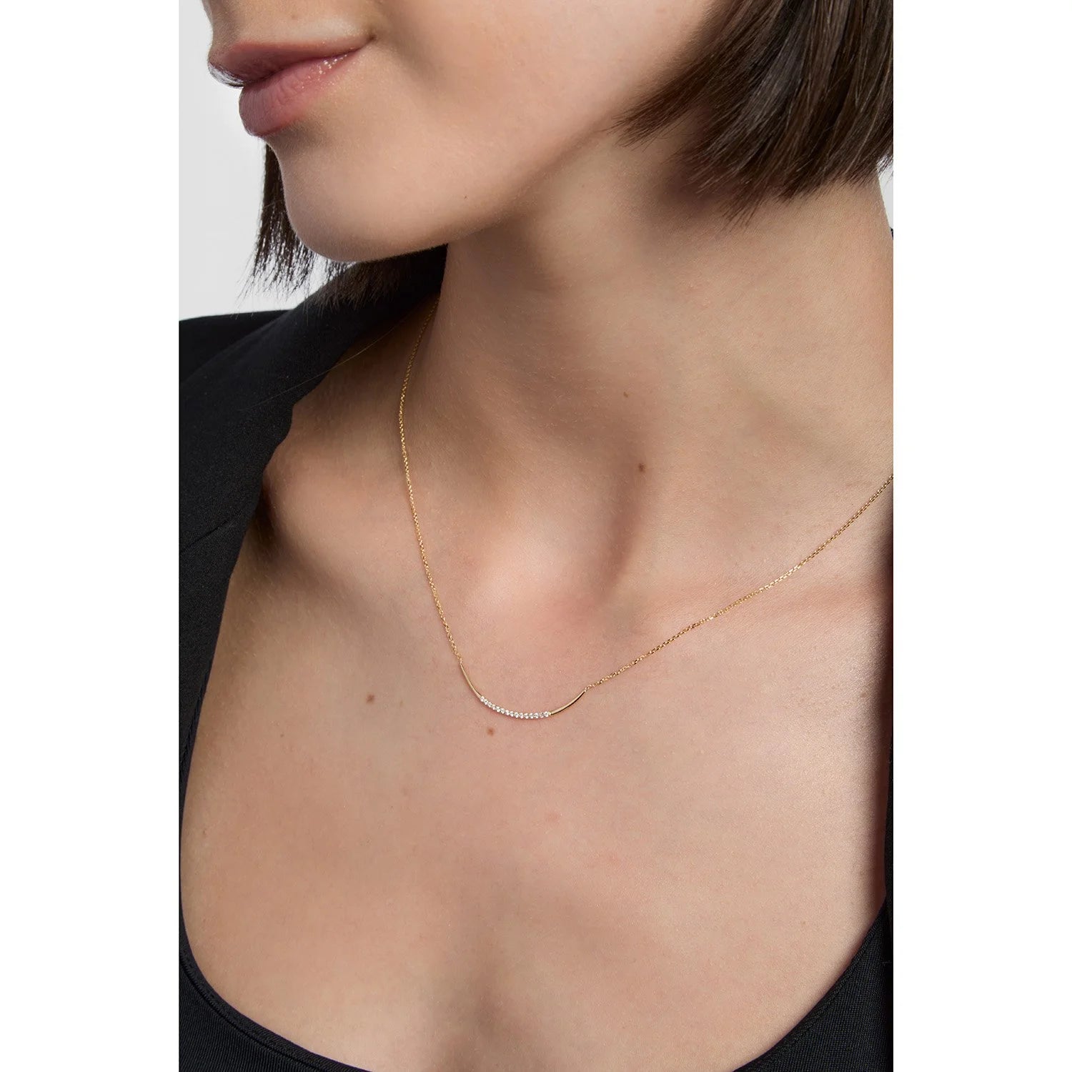 9ct Gold Cz Bar Necklace