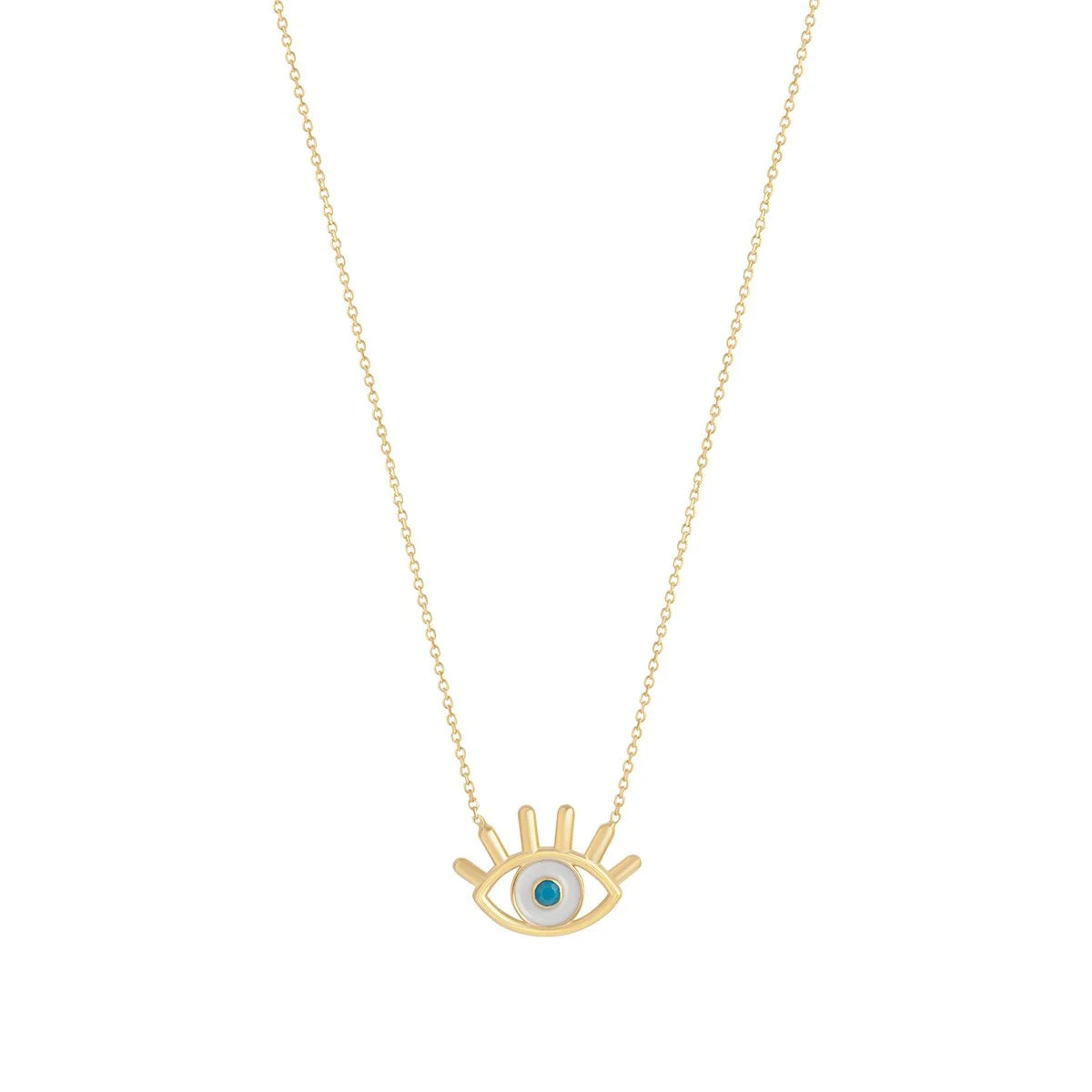 9ct Gold Enamel Open Evil Eye Pendant