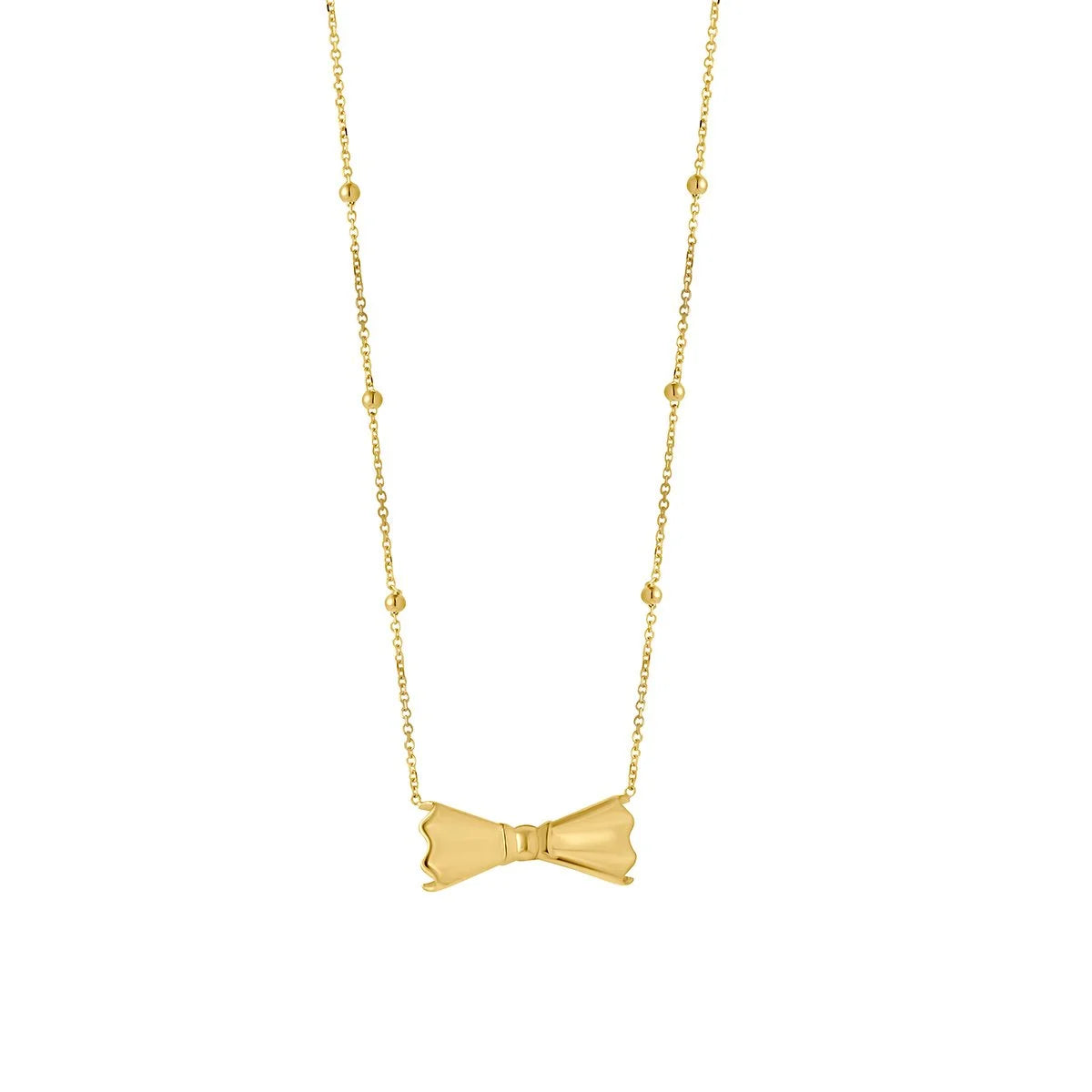 9ct Gold Beaded Bow Necklace