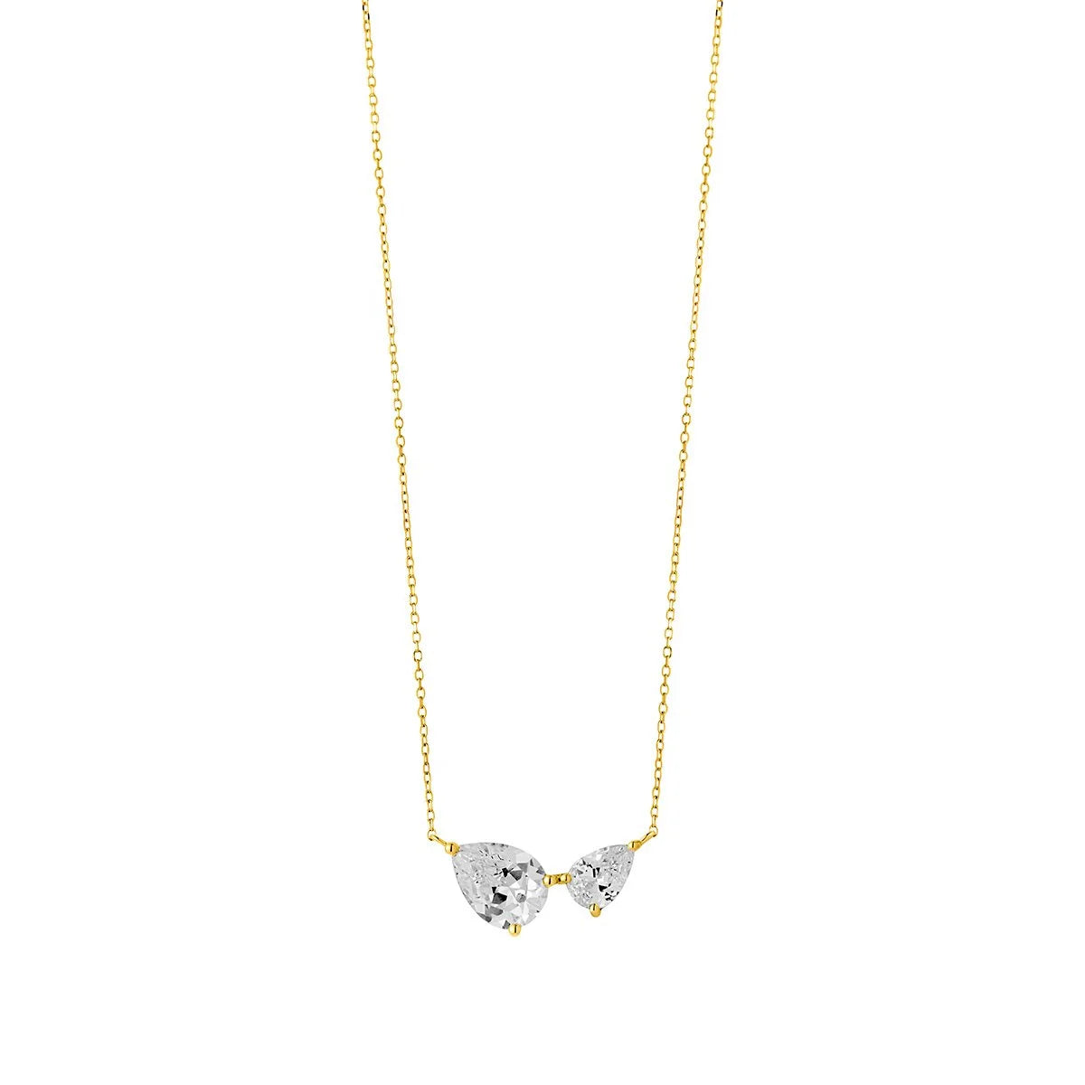 9ct Gold Double CZ Pear Necklace