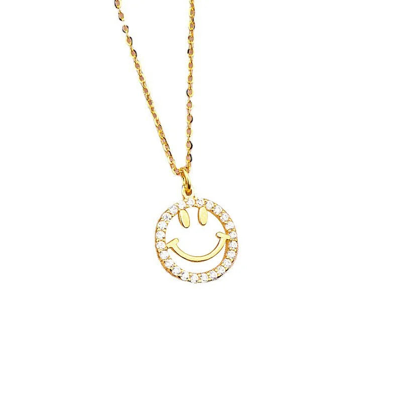 Cz Gold Smile Necklace