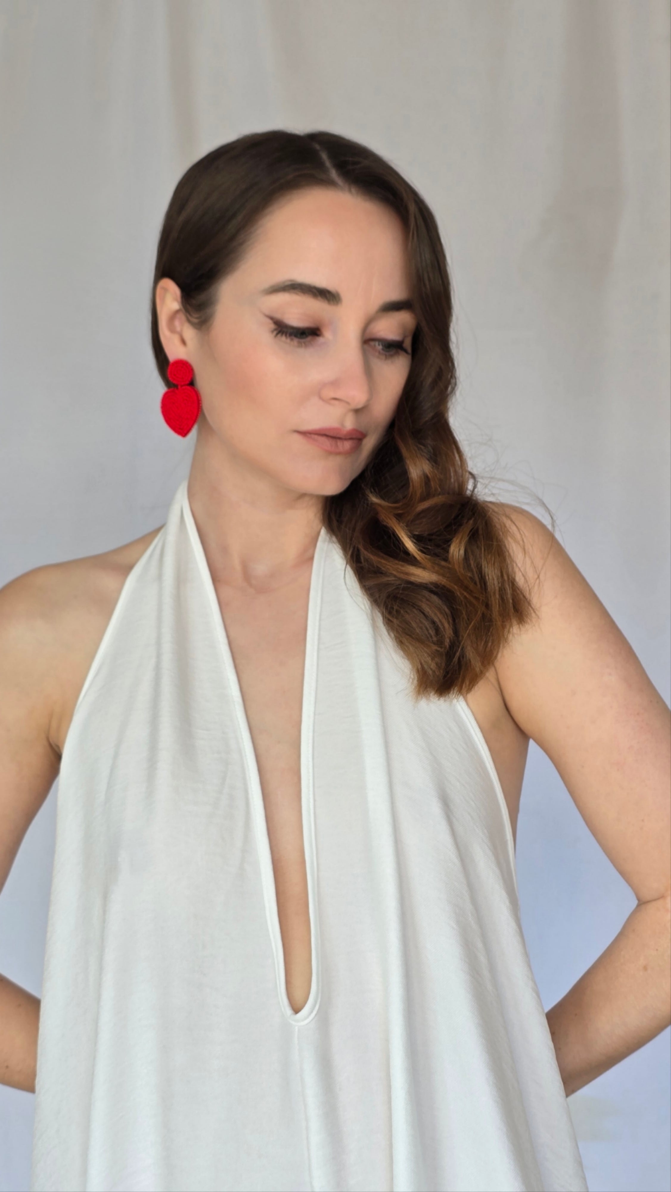Red Heart Beaded Earrings