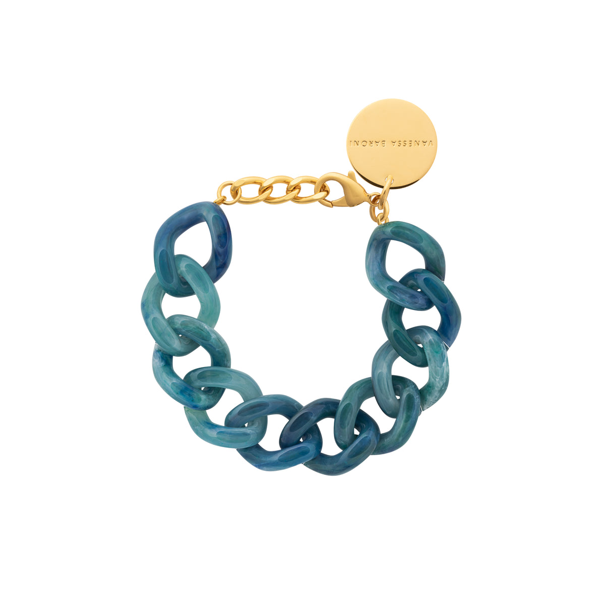 Flat Chain Bracelet Teal Marble