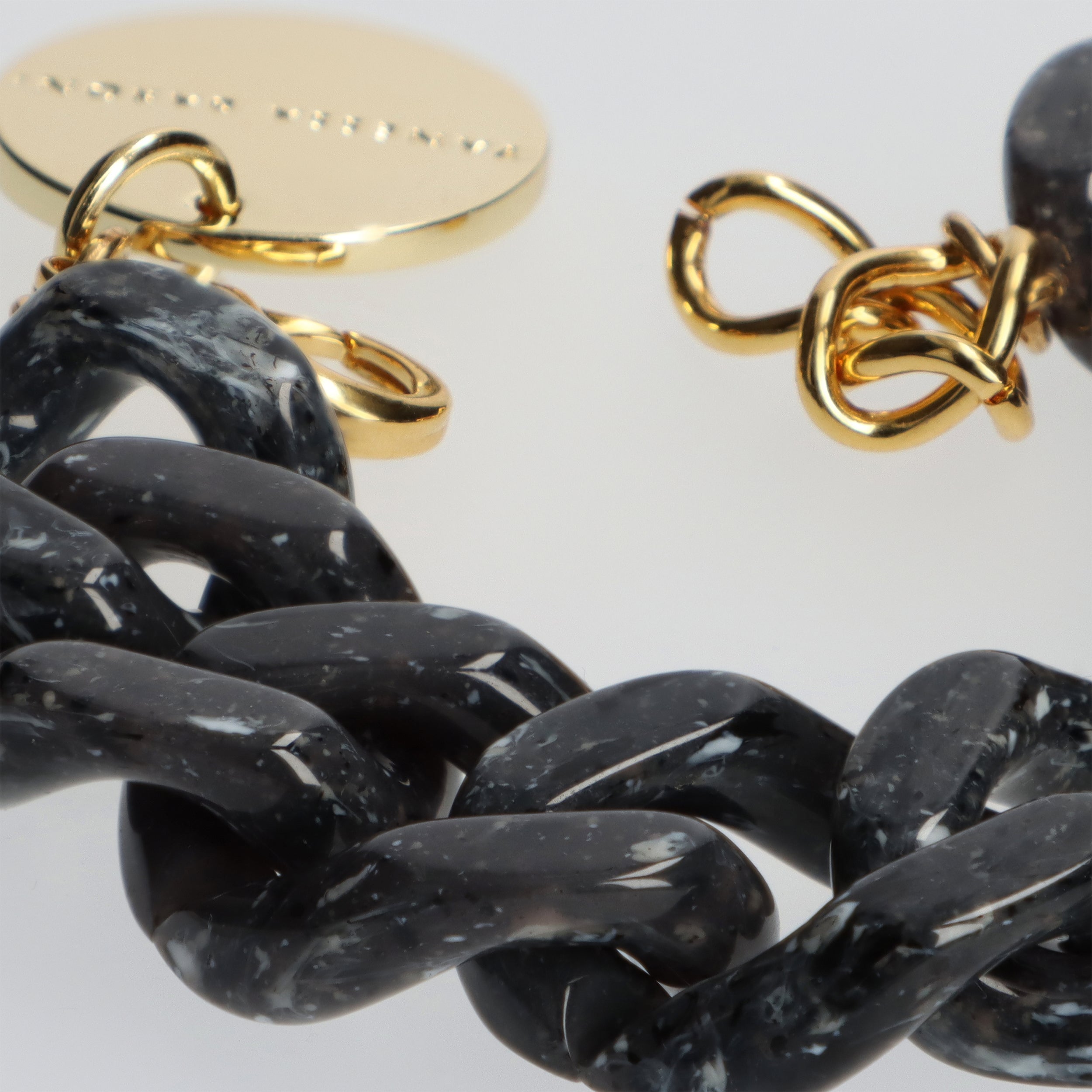 Flat Chain Bracelet Black Marble