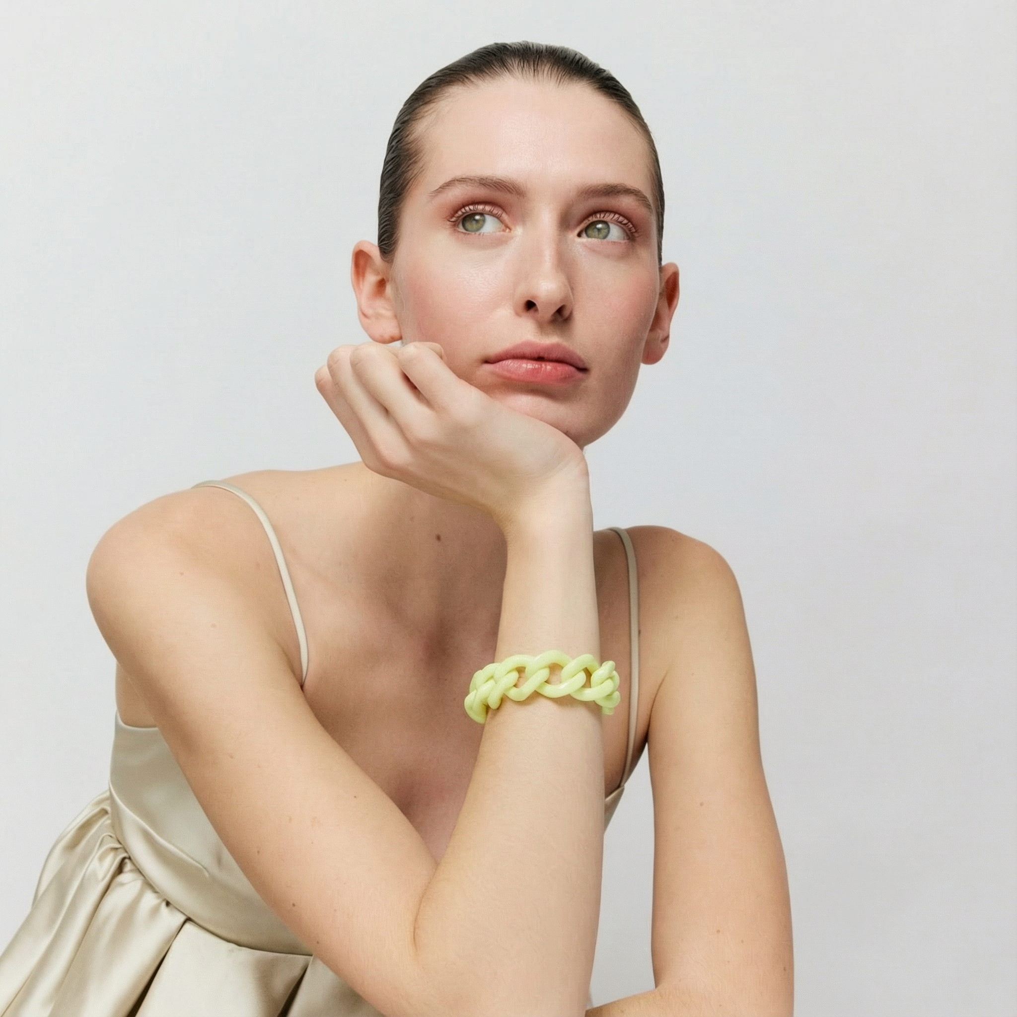 Flat Chain Butter Yellow  Bracelet