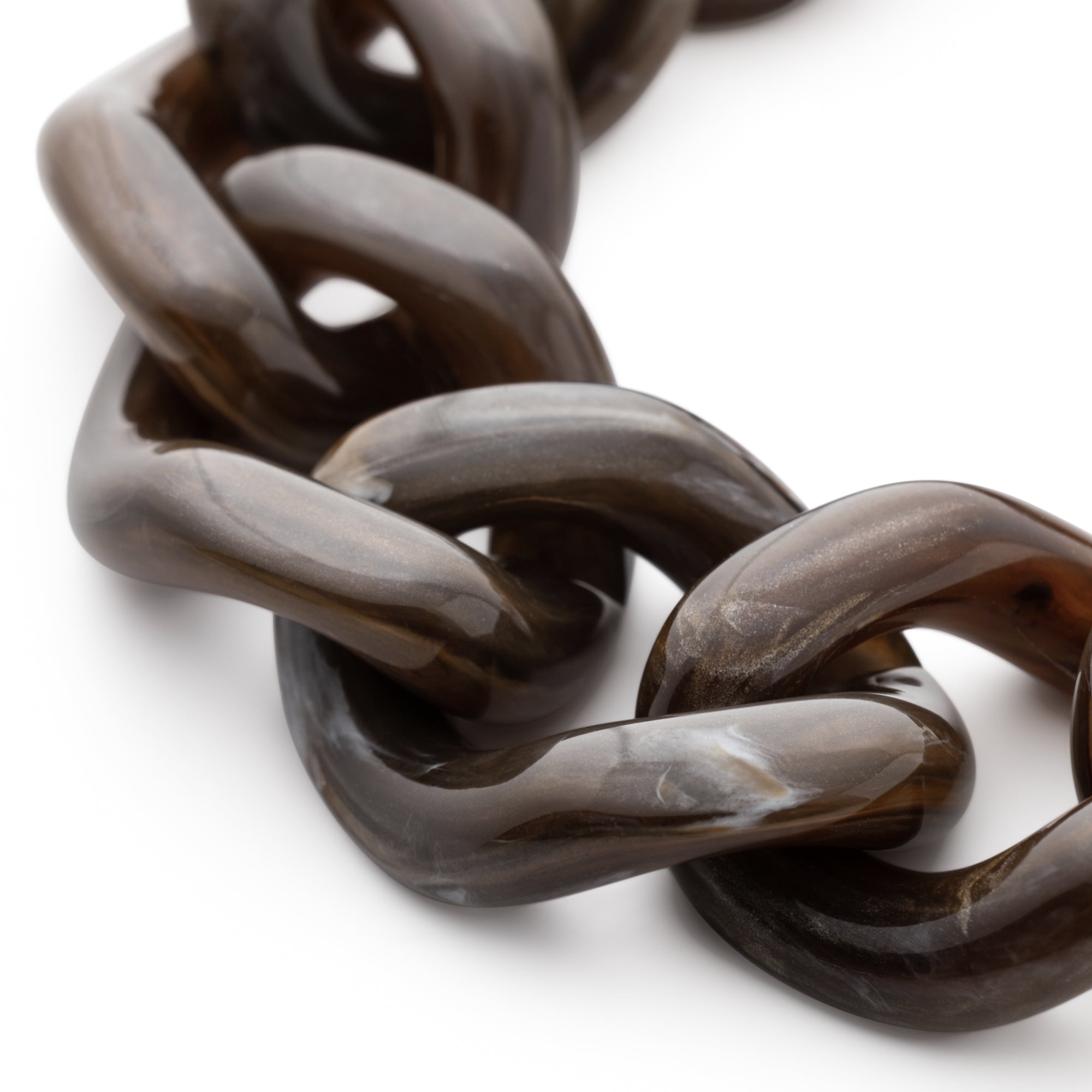 Flat Chain Bracelet Dark Brown Marble