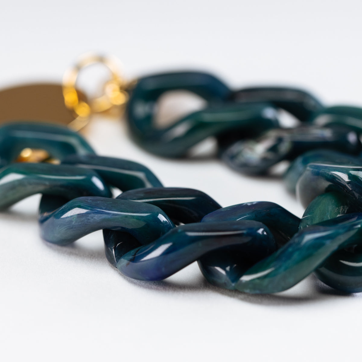 Flat Chain Bracelet Teal Marble