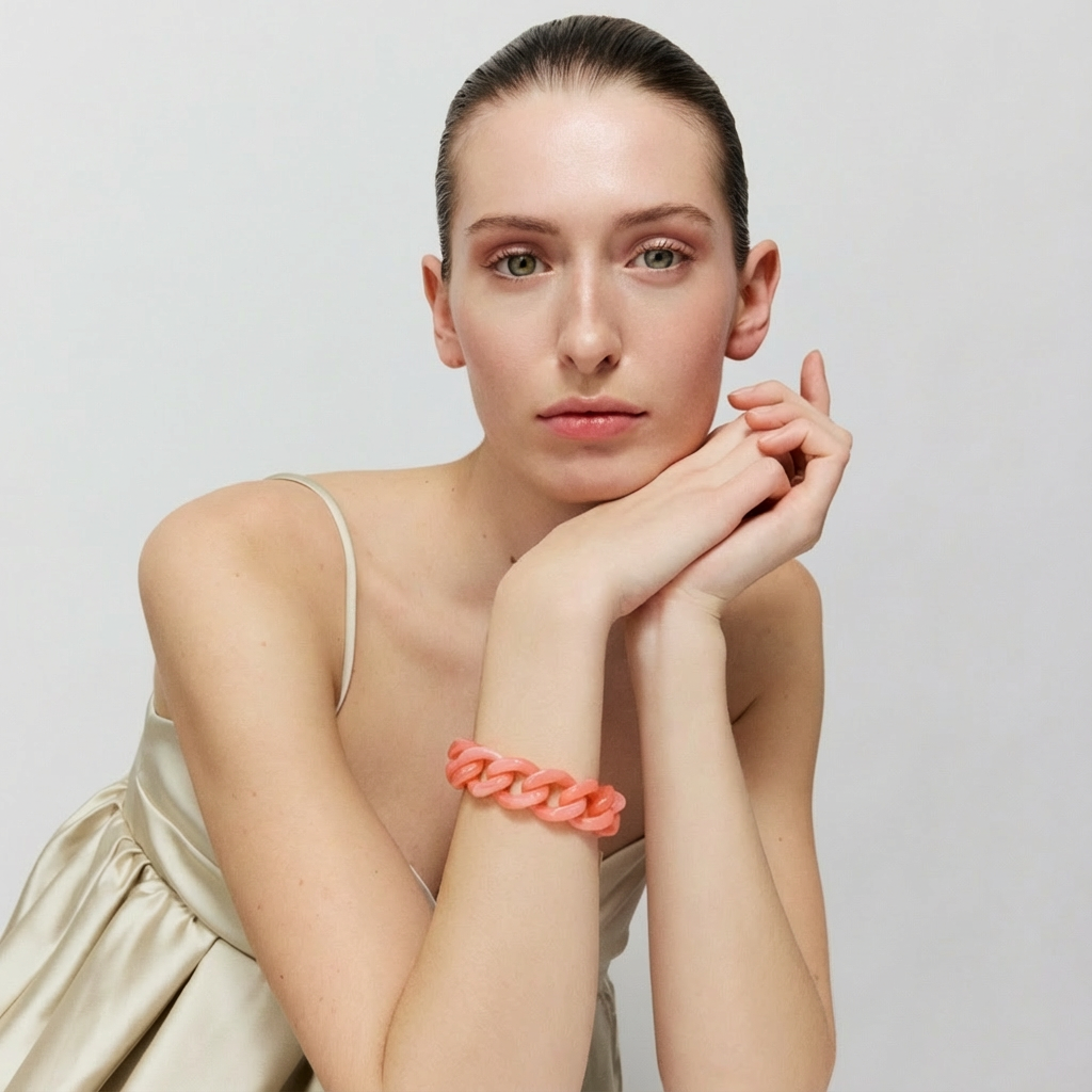 Flat Chain Watermelon Marble  Bracelet