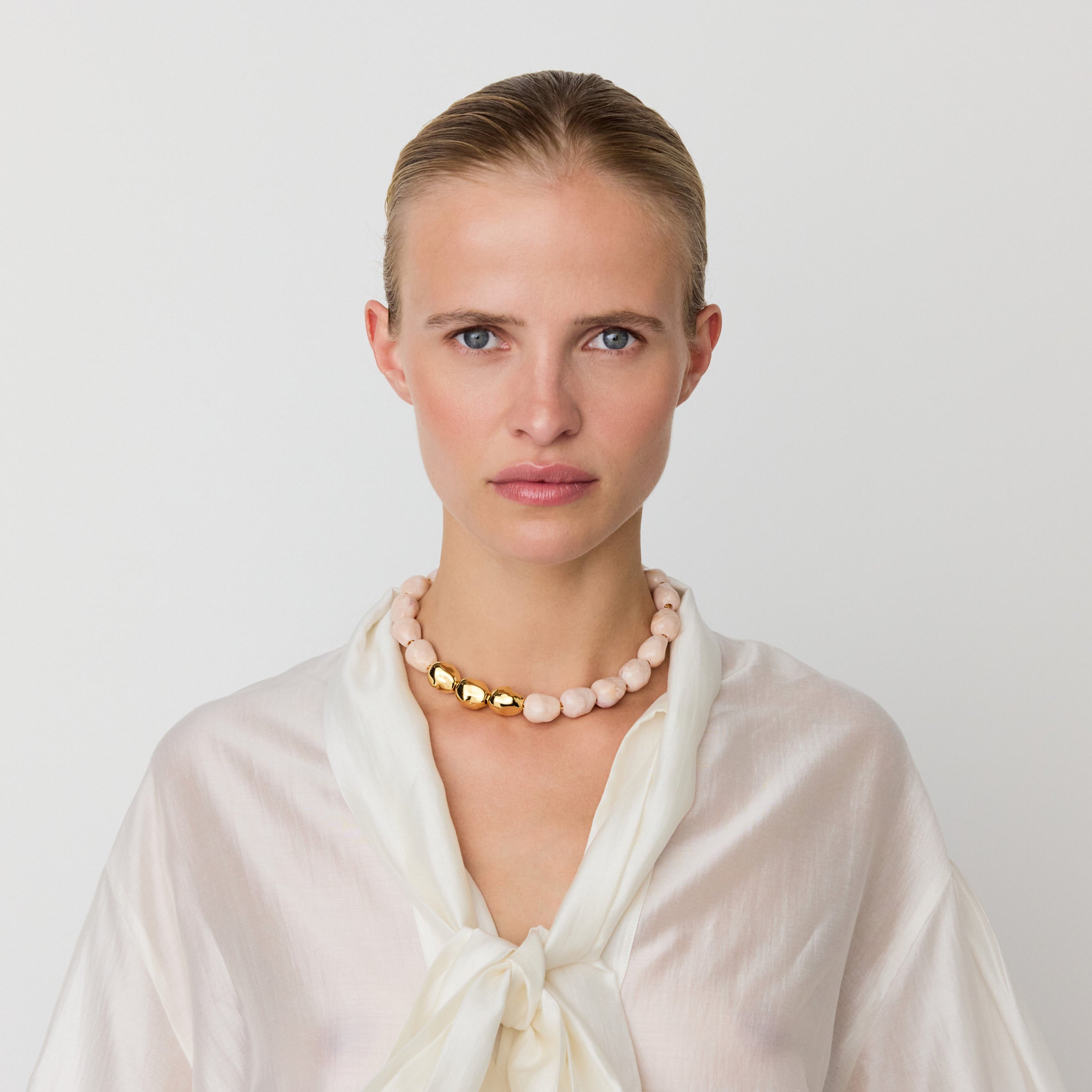 Organic Pearl Necklace Ivory Rose Marble
