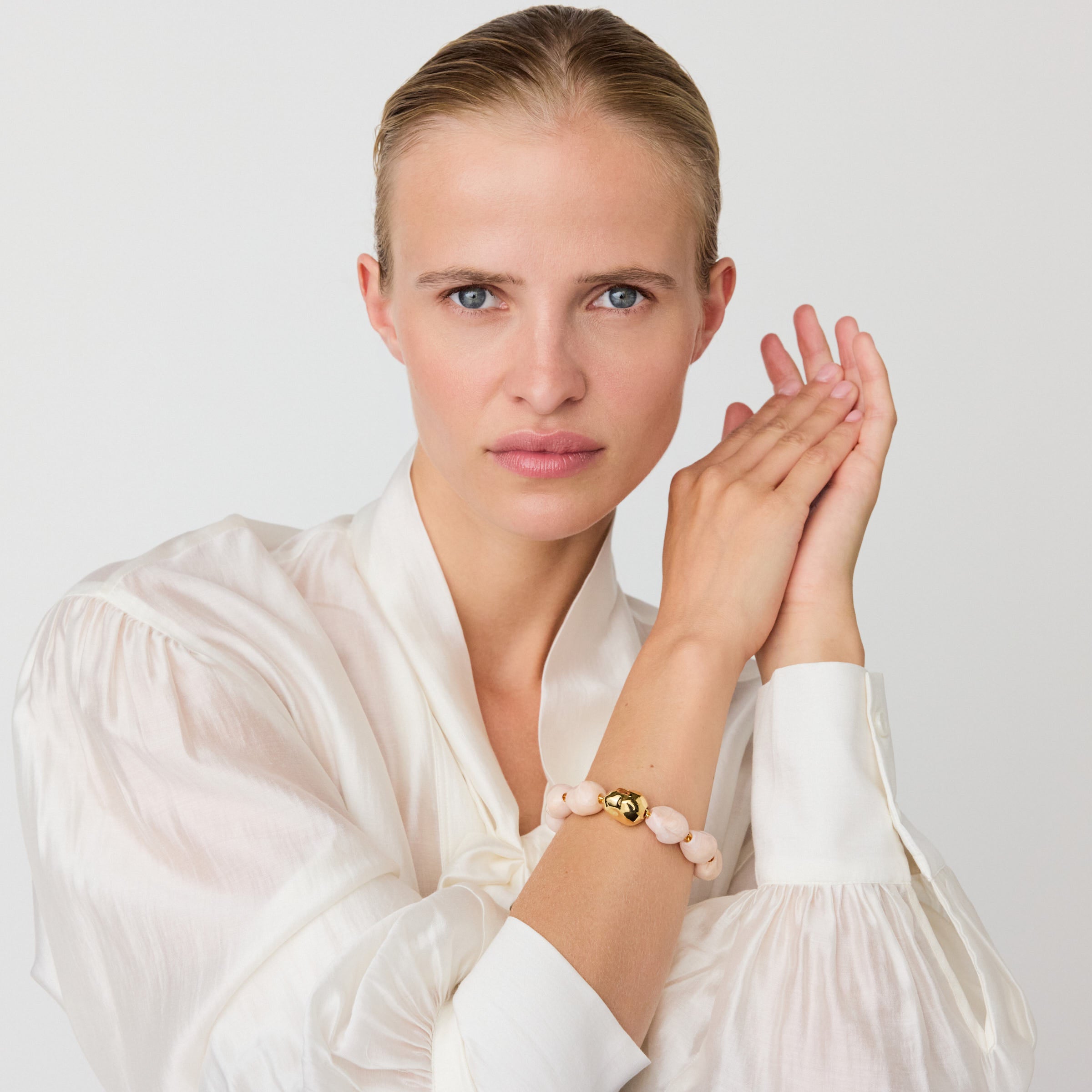 Organic Pearl Bracelet Gold Ivory Rose