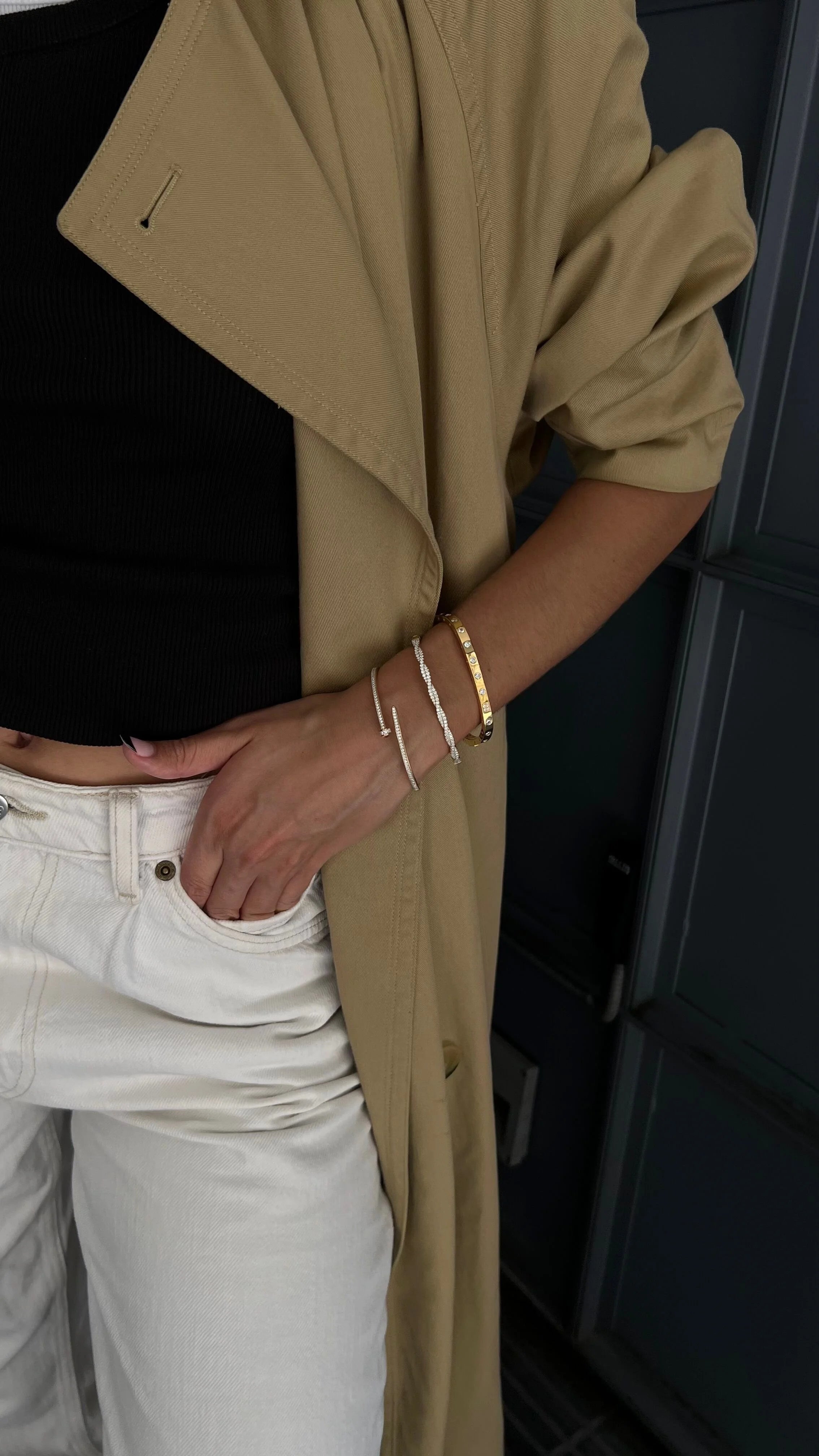 Gold CZ Rectangle Bangle