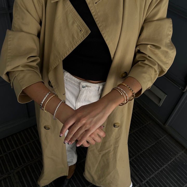 Gold CZ Twisted Bangle